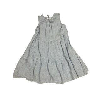 beachlunchlounge Blue and White Linen Blend Striped Midi Dress